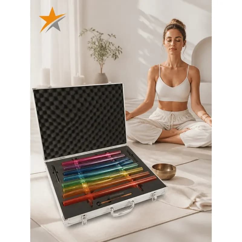 STAR LIN KUP 432Hz Colored Crystal Harp with Perfect C D E F G A B C Notes Includes Case 2 Crystal Mallets and 1 Rubber