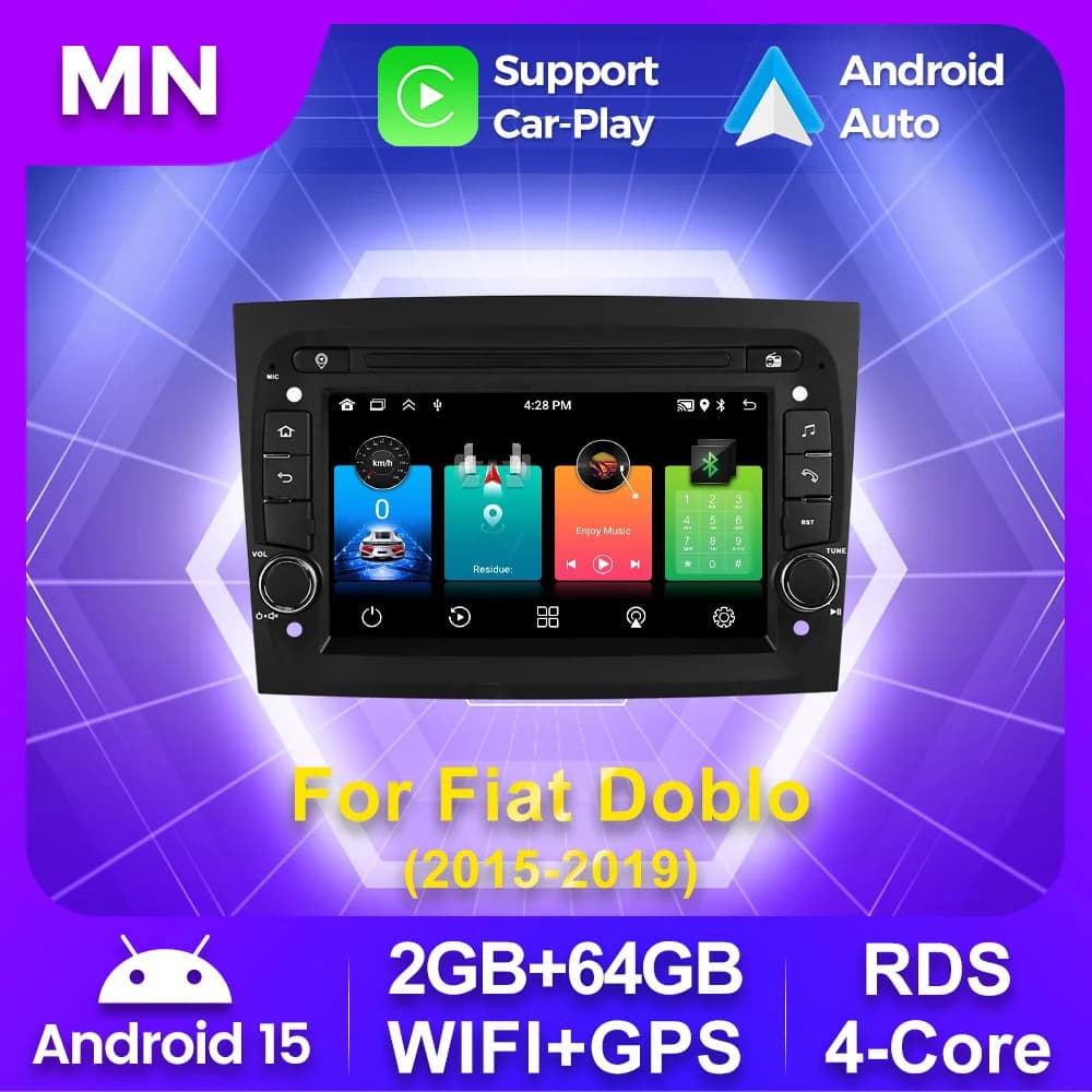 MEKEDE Android15 for Fiat Doblo 2015 2016 2017 2018 2019 Autoradio Video Reader 7\" GPS Navigation RDS WIFI Carplay Stereo Screen