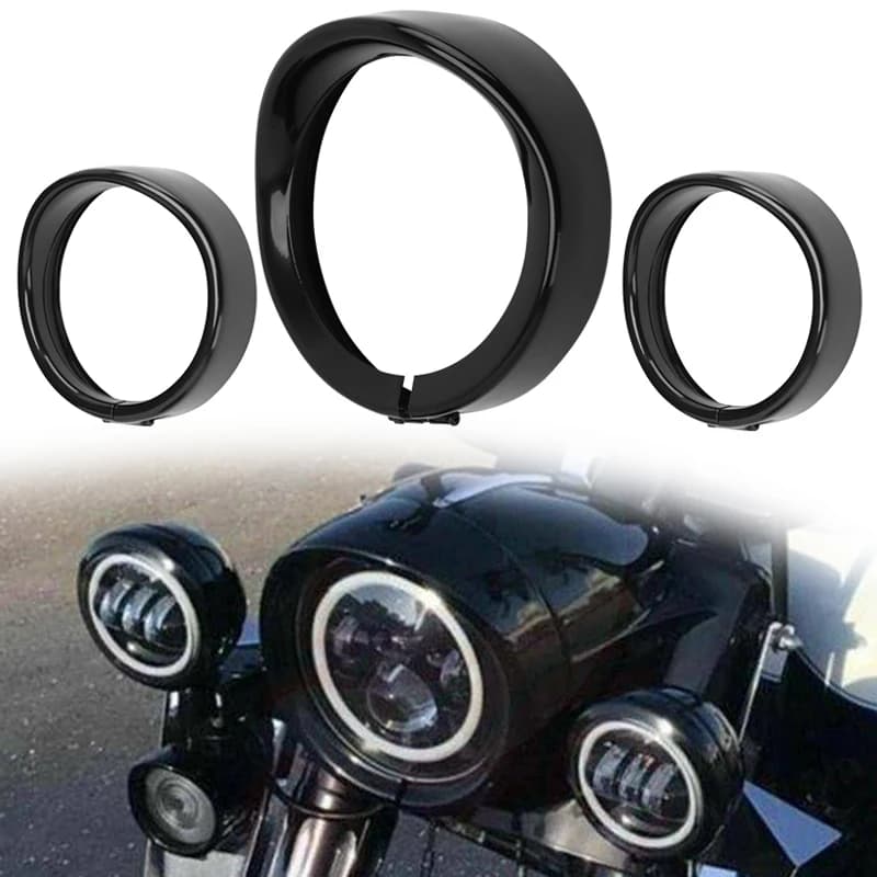 Moto LED 7 "bezel ring visor 4.5" fendinebbia cover Trim for Harley Touring Road King Electra Glide Softail