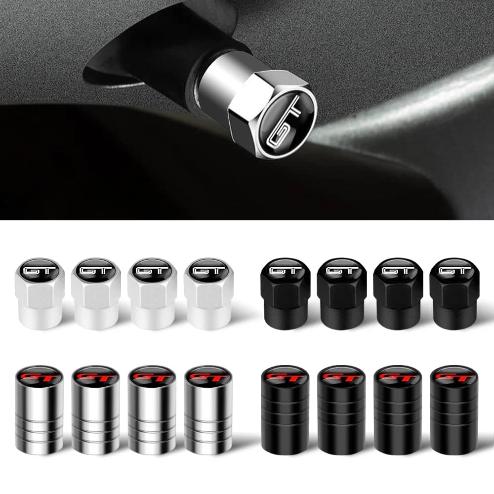 4 pezzi in metallo GT distintivi auto ruota valvola della gomma tappi stelo coperture accessori auto per BMW Peugeot Mercedes Benz Ford Kia AUDI Chevrolet