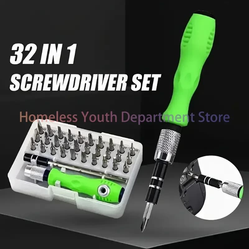 Set di cacciaviti 32 in 1 con punte magnetiche di precisione, cacciavite a cricchetto Torx per riparazione di telefoni e laptop, strumento manuale antiscivolo