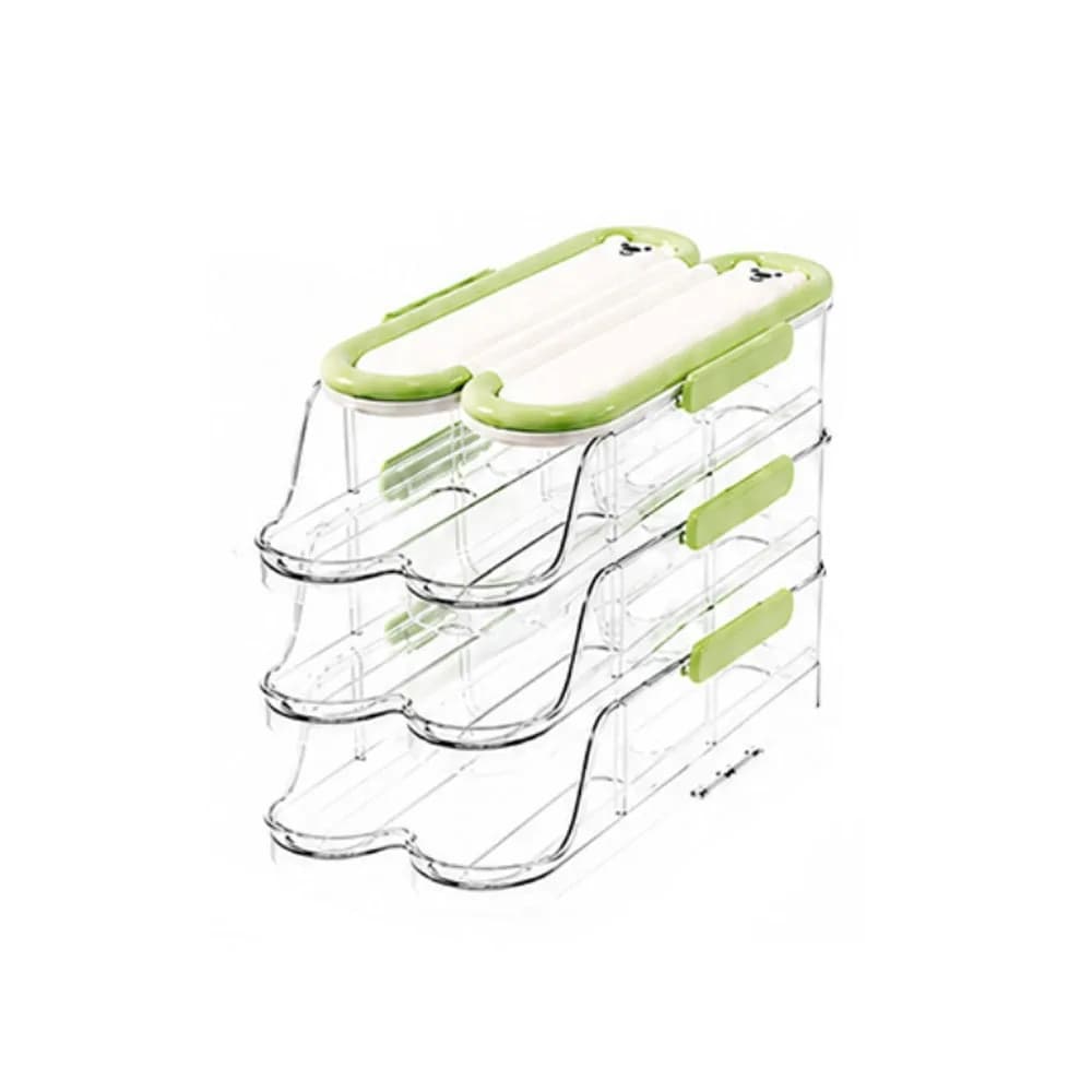 Food Grade Automatic Rolling Egg Container Transparent Large Capacity Large Egg Holder with Lid Stackable Egg Organizer