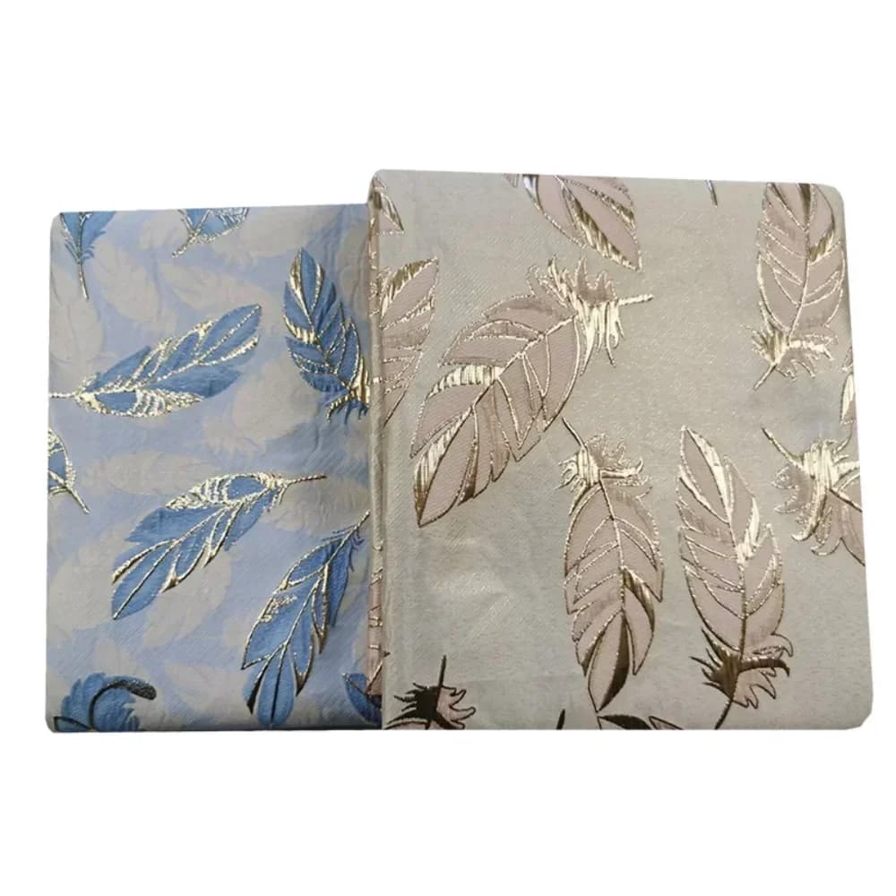 Hot Sale Jacquard Brocade Dress Fabric Polyester Metal Wire Fashion Feathers Costumes Design Sew Cloth By The Meter