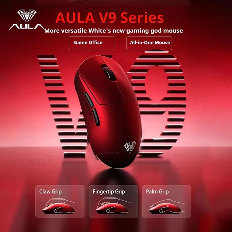 AULA V9 Mouse Ultra Wireless Tri Mode Wireless 8K Paw3950 Esports Gaming Mouse leggero a bassa latenza personalizzato per accessori per PC