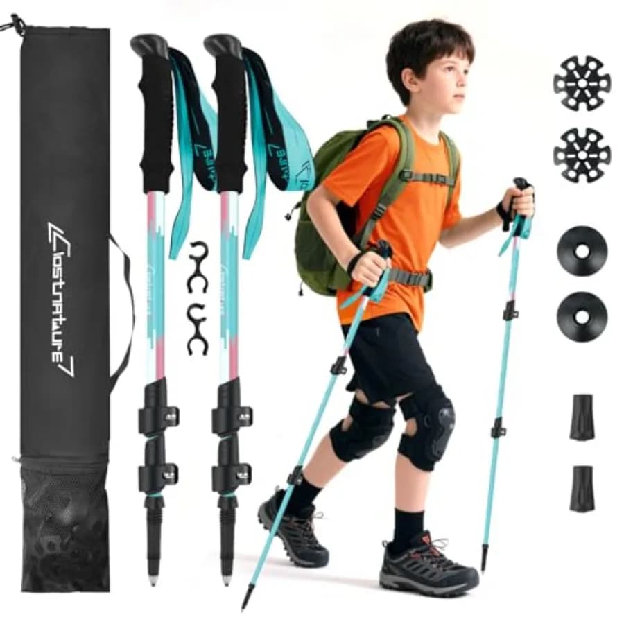 Trekking Poles for Hiking Collapsible Lightweight Hiking Poles, 2 Pack Aluminum Walking Sticks for,Teenagers, Retractable Trekk