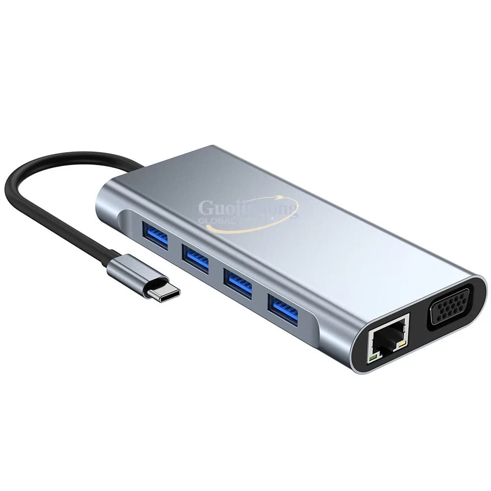 Docking Station 11-in-1 Transfrontaliera con VGA e Hub USB 3.0 per Notebook con Porta Type-C