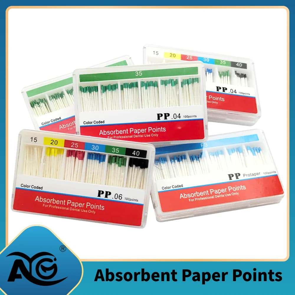 Punte di Carta Assorbente Dentale, Punte di Carta Assorbente Umidità, Conicità 0.02 0.04 0.06 F1 F2 F3, Materiali di Consumo per Cliniche Dentistiche