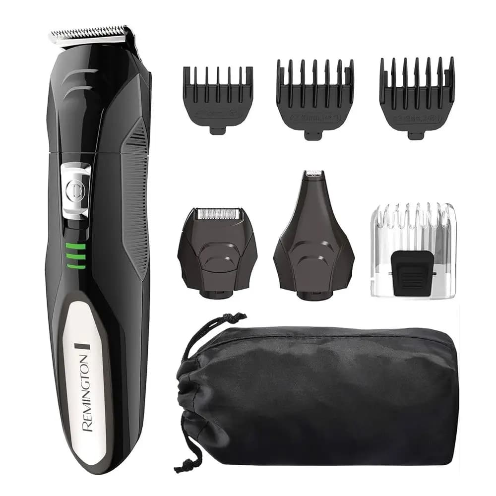Kit per la cura della persona a batteria al litio da 8 pezzi: trimmer, rasoio, tagliacapelli, pettini per barba in nero