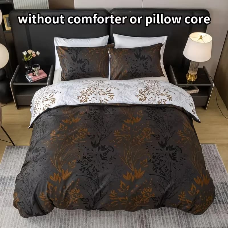 Three Piece Printed Cover Set, Delicate on Leather and Breathable, Suitable for All Seasons (1 Cover + 2 Loyal), Ultra Soft and Breathable Fabric, Skin Delicate, Comfortable, Washing Machine