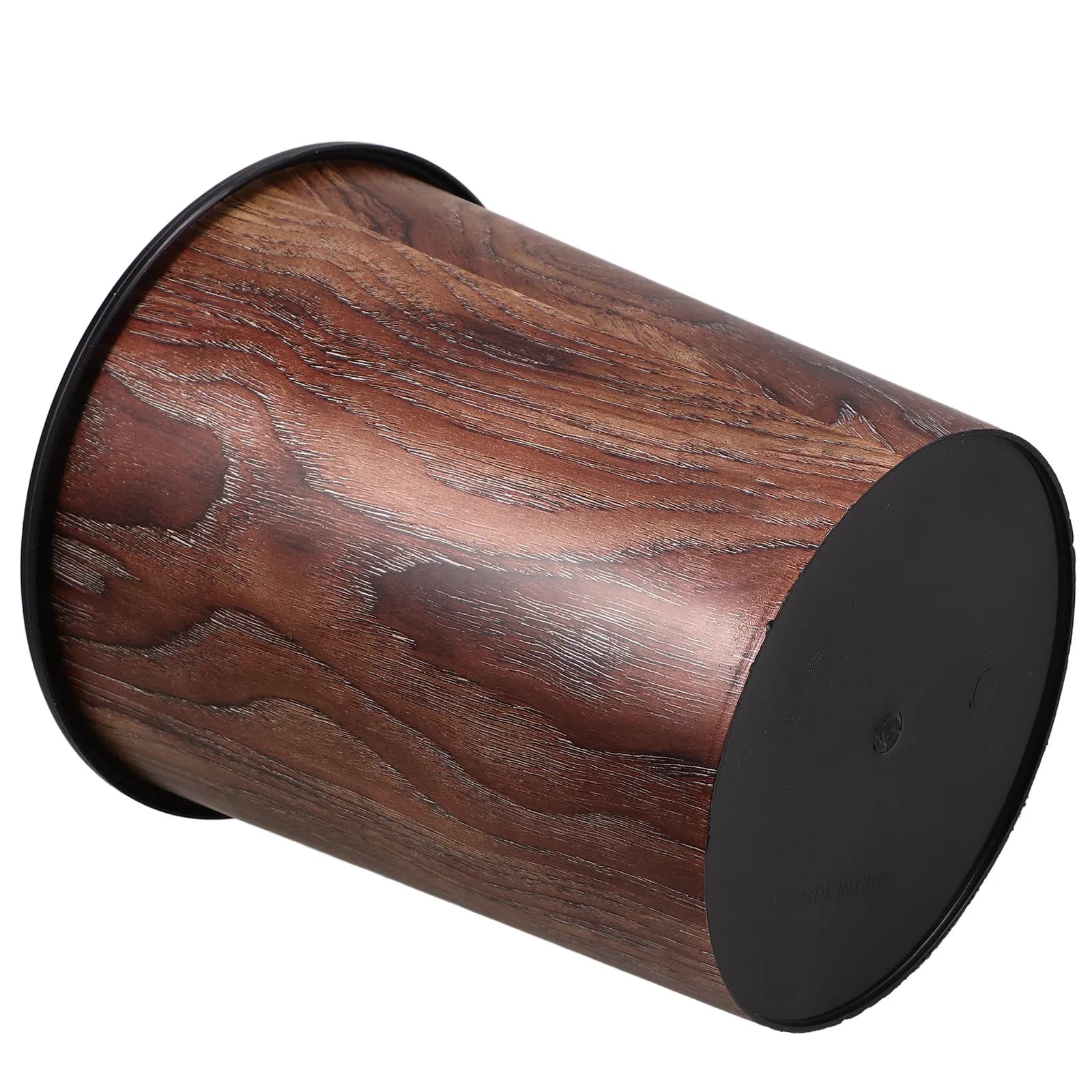 Wood Grain Lidless Trash Can Retro Style Large Capacity Garbage Bin for Kitchen Living Room Bathroom Waste Basket