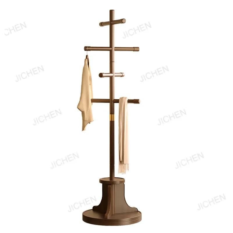 Swivel clothes hanger in solid wood, ground coat hangers for bedroom, vertical hangers for clothes, living room coat hangers.
