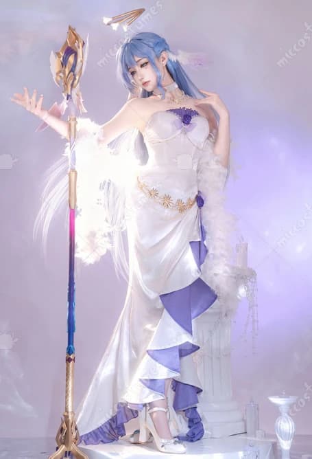 Miccostumes Costume da Donna per Cosplay, Abito da Sera con Scialle e Guanti, Costumi per Halloween