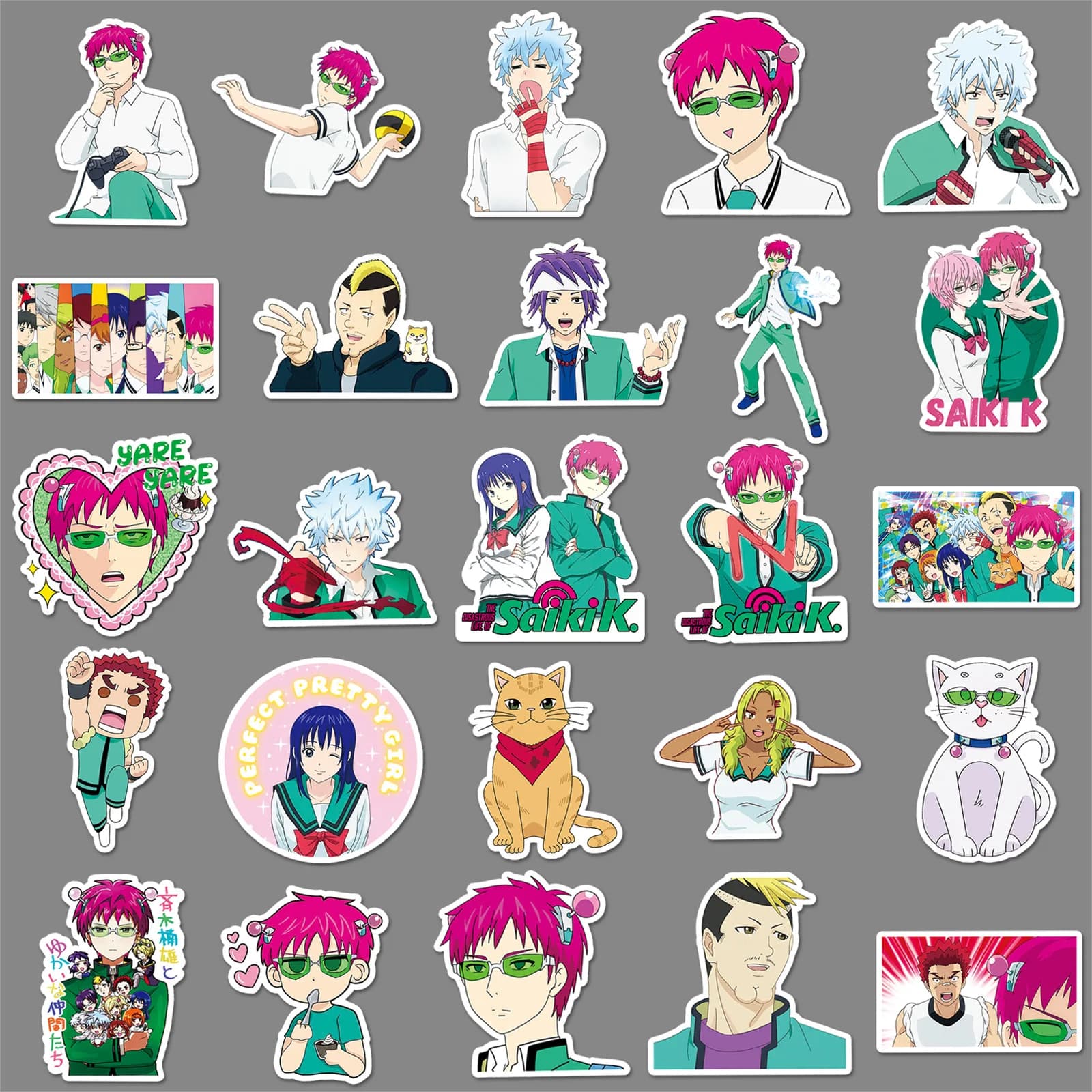 10/50PCS Saiki Kusuo Stickers Cartoon Graffiti Puperpowers Animation Decals Luggage Laptop Phone Guitar Skateboard Decoration