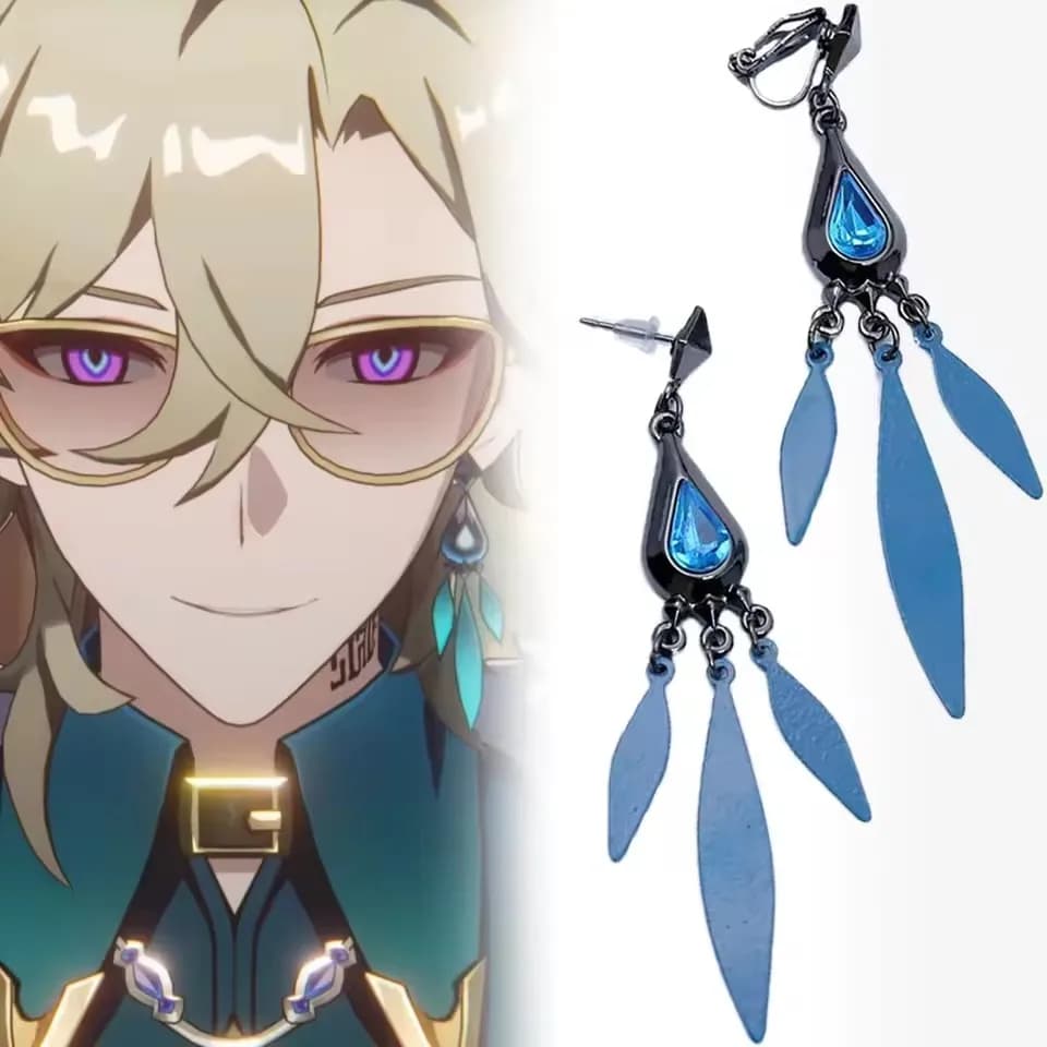 1 paio Gioco Honkai Star Rail Avventurina Orecchini Cosplay Pavone Ciondolo orecchio Orecchini a bottone Eardrops Accessorio Cosplay Puntelli Regali
