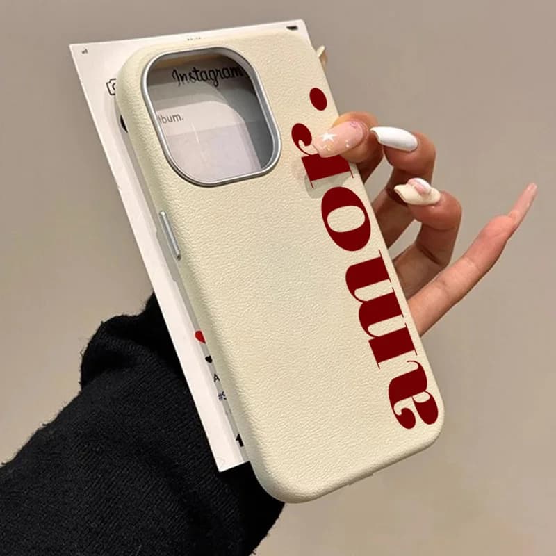The Red Artistic Letter Lichee Pattern Phone Case For iPhone 17 16 Pro Max Air 15 14 13 12 11 XS X XR 7 8 Plus 16e SE Soft Cover