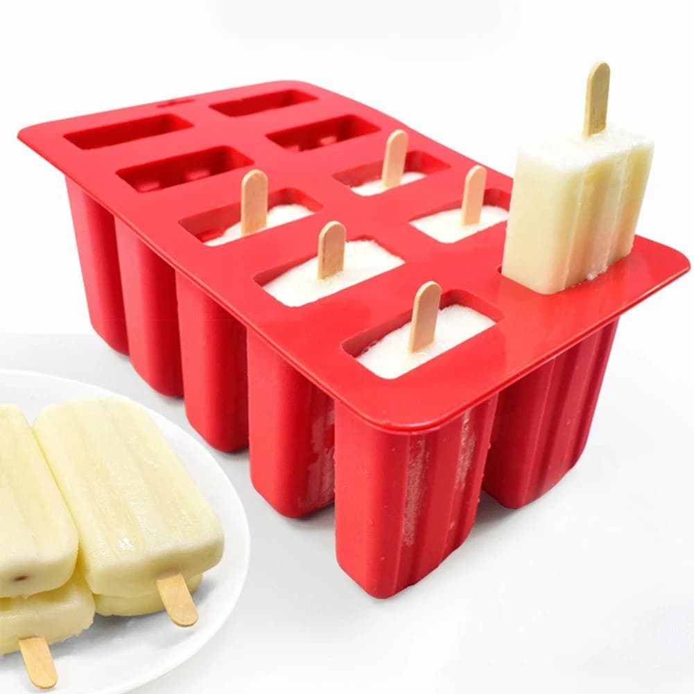 Stampi in silicone per ghiaccioli a 10 cavità Stampo per ghiaccioli in silicone per uso alimentare Stampo per ghiaccioli in silicone per cucina fatta in casa Congelato senza BPA