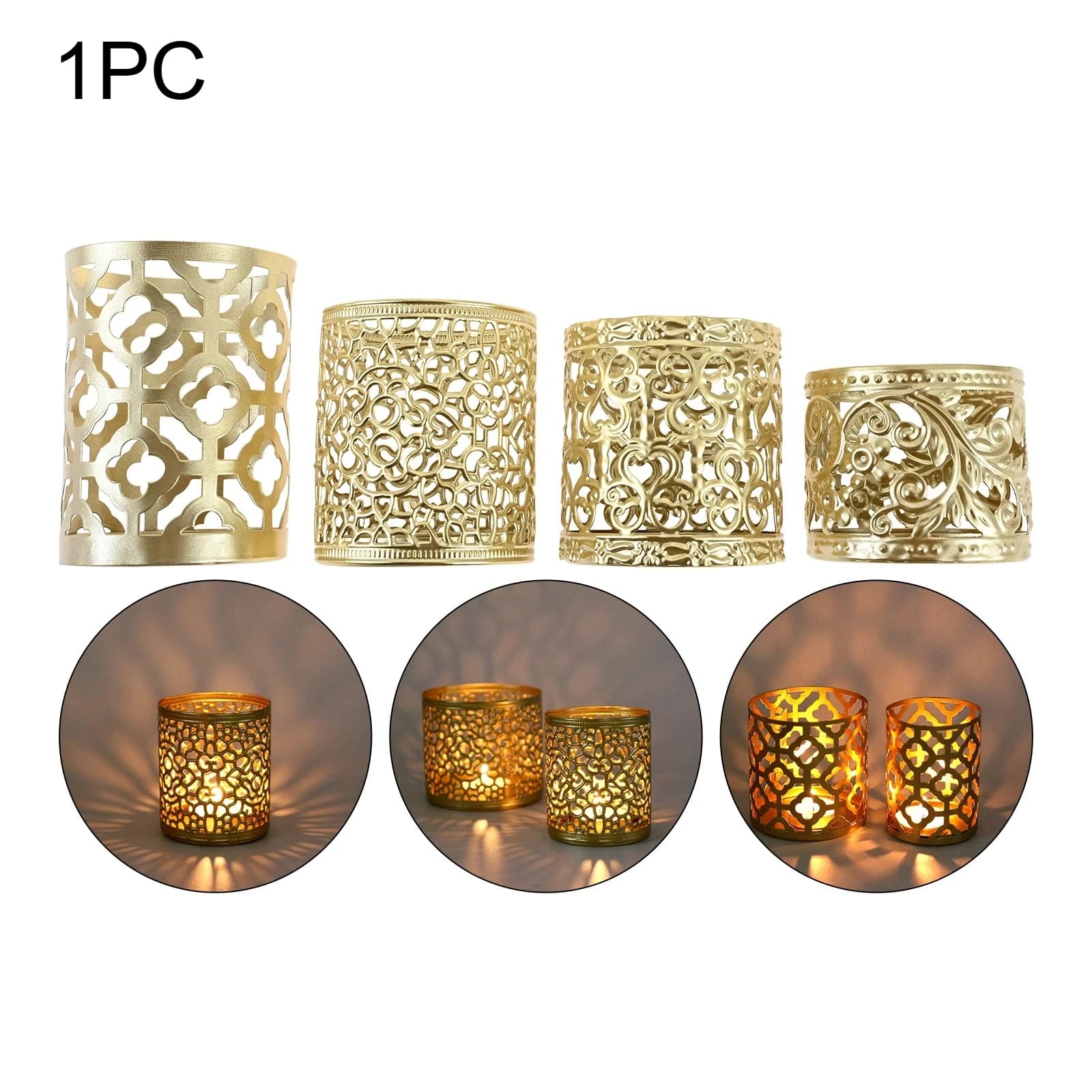 Golden Geometric Hollow Iron Candlestick Creative Aromatherapy Candle Cup Home Decoration Ornament
