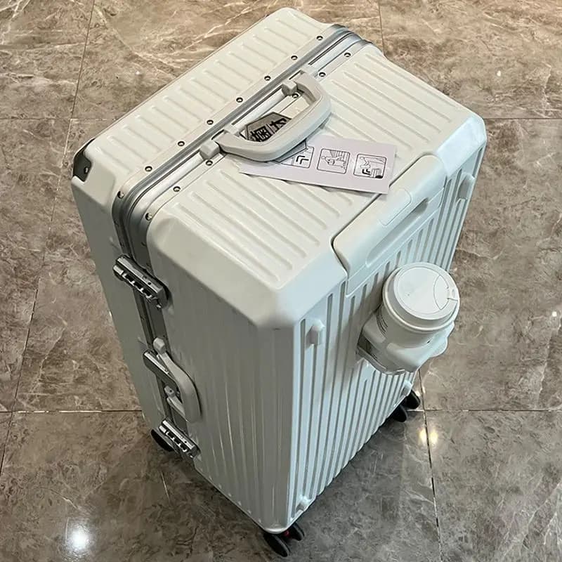 Large Capacity Travel Luggage Aluminum Frame Suitcase Pull Rod Case 24/28/32' with Cup Holder Travel Case Combination Box