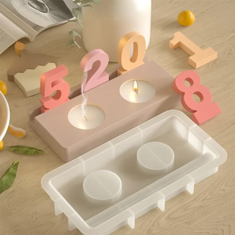 Nuovo Stampo Torta Numero Plug-in Candeliere Resina Stampo In Silicone Colla A Gocciolamento Irregolare FAI DA TE Quadrato Rotondo Plug-in Candela Base Stampi