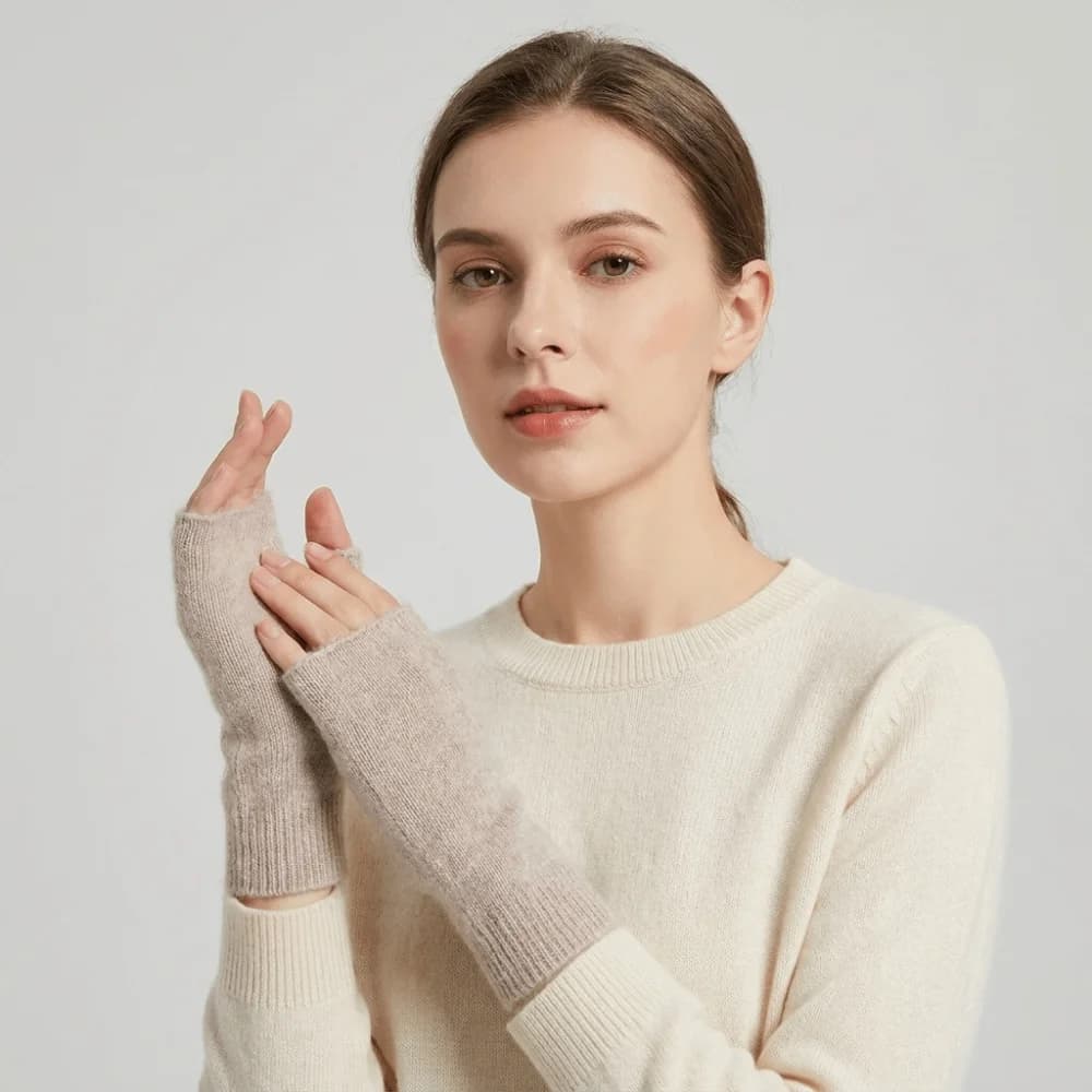 Lovely Soft Knitted Gloves Velvet Mink Cashmere Half Finger Gloves Fingerless Korean Style Plush Mittens Adults