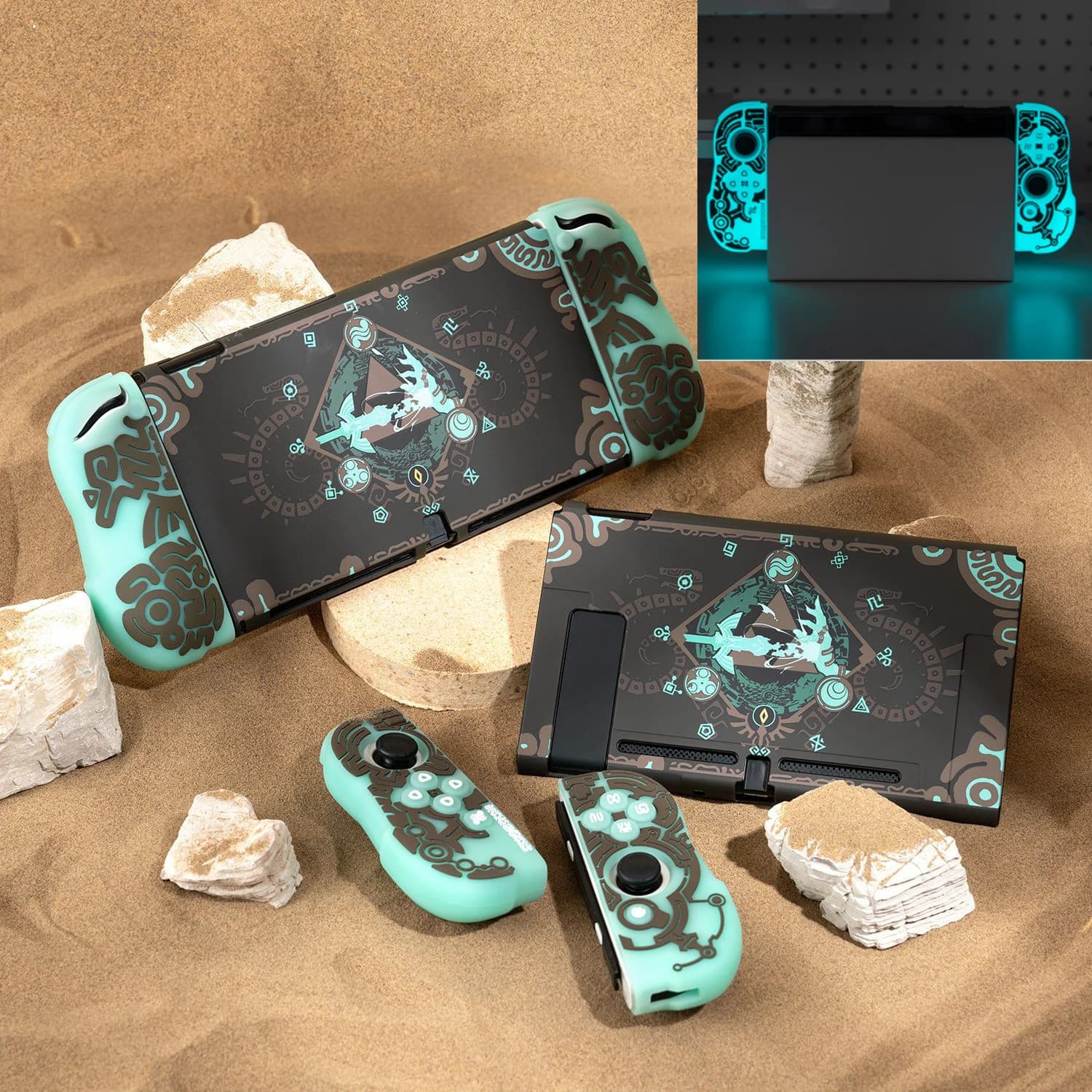 Custodia rigida luminosa Crystal Shell Protector Skin per Nintendo Switch/NS Oled Joy-Con Controller TPU Soft Hand Grip Full Cover
