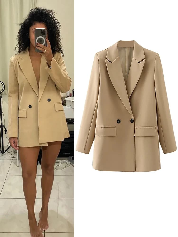 HXAO Blazer Woman Black Beige Khaki Blue Green Gray Women coat Fashion Office Wear Women's Blazers Jacket Outerwears 2024