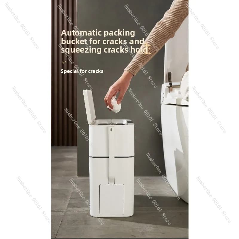 Cestino Automatico con Sensore di Movimento e Coperchio, Set Spazzola WC Senza Contatto per Cucina e Bagno