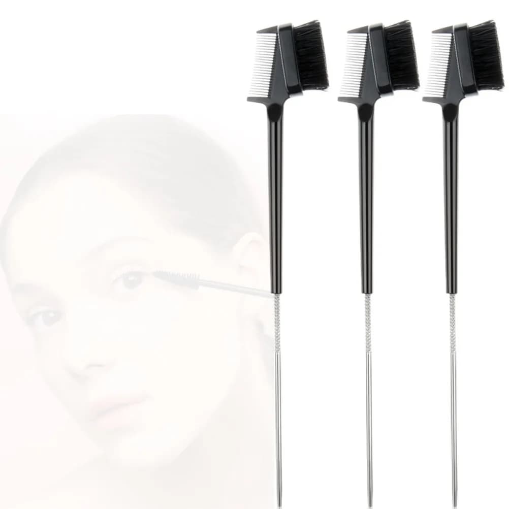 2 pezzi di pettine per mascara e sopracciglia, pettine per ciglia nero a doppia funzione, strumento di trucco portatile multifunzionale per donne