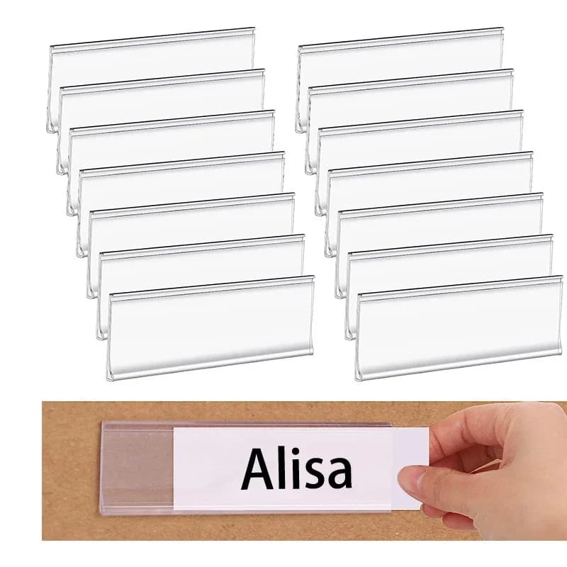 50 pezzi porta etichette autoadesivo in PVC slot per schede identificazione delle materie prime del supermercato etichetta trasparente vuota cartellino del prezzo fai da te