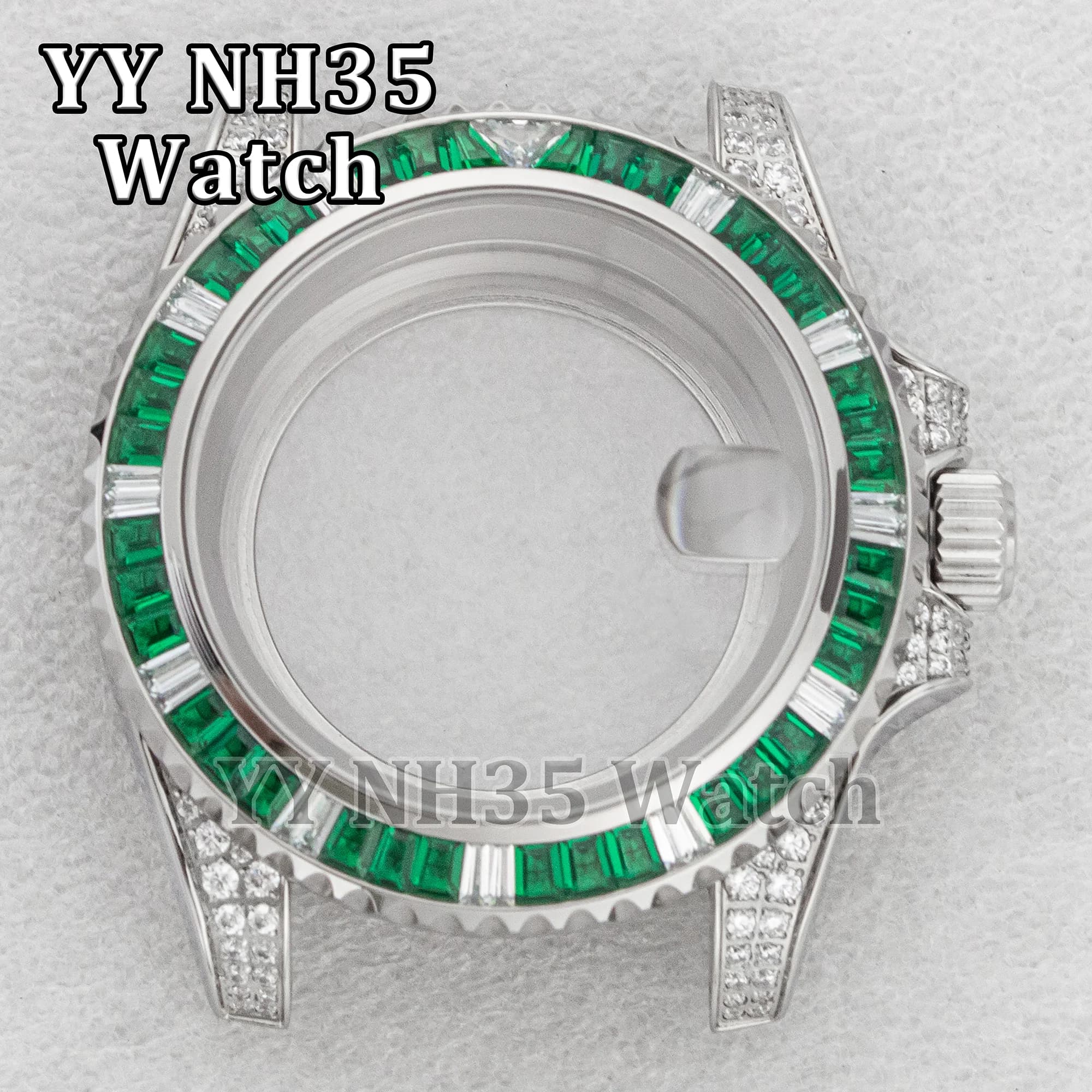 Luxury Diamonds Case Sapphire Crystal 40mm Case for SUB GMT Men's Watches NH34/35/NH36 Movement Mod Parts Repair Tools