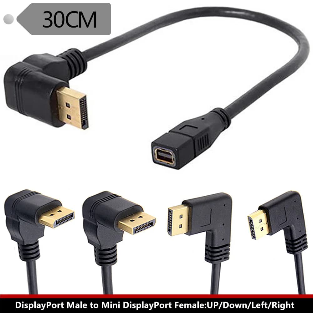 Cavo Mini DisplayPort a DisplayPort ad Angolo Retto 90 Gradi 4K@60Hz 2K@144Hz DP Maschio a Mini DP Femmina Cavo Placcato Oro