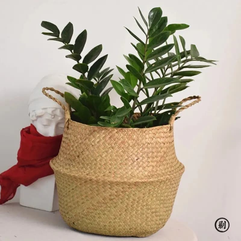 Wicker basket Toy Organizer Rattan Folding basket Marine algae holder Basket for braided linen Flower pot for domestic garden