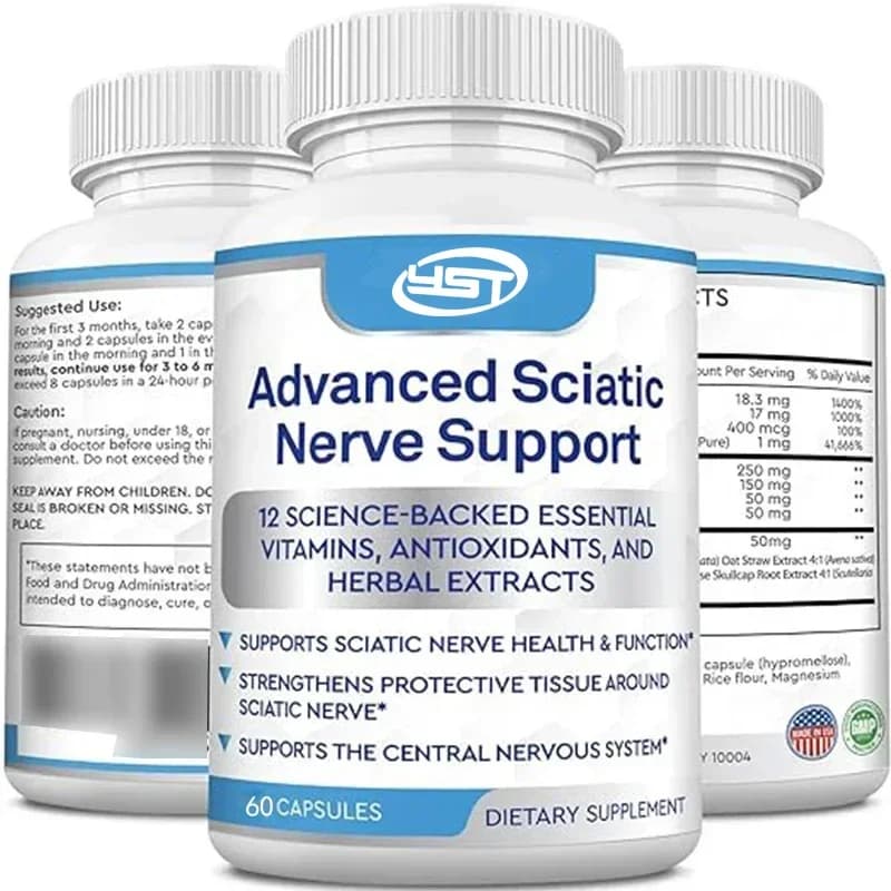 Advanced relief for support of the sciatic nerve: alpha lipoic acid vitamin, suplement for pain of the sciatic nerve 12 in 1 60 capsules