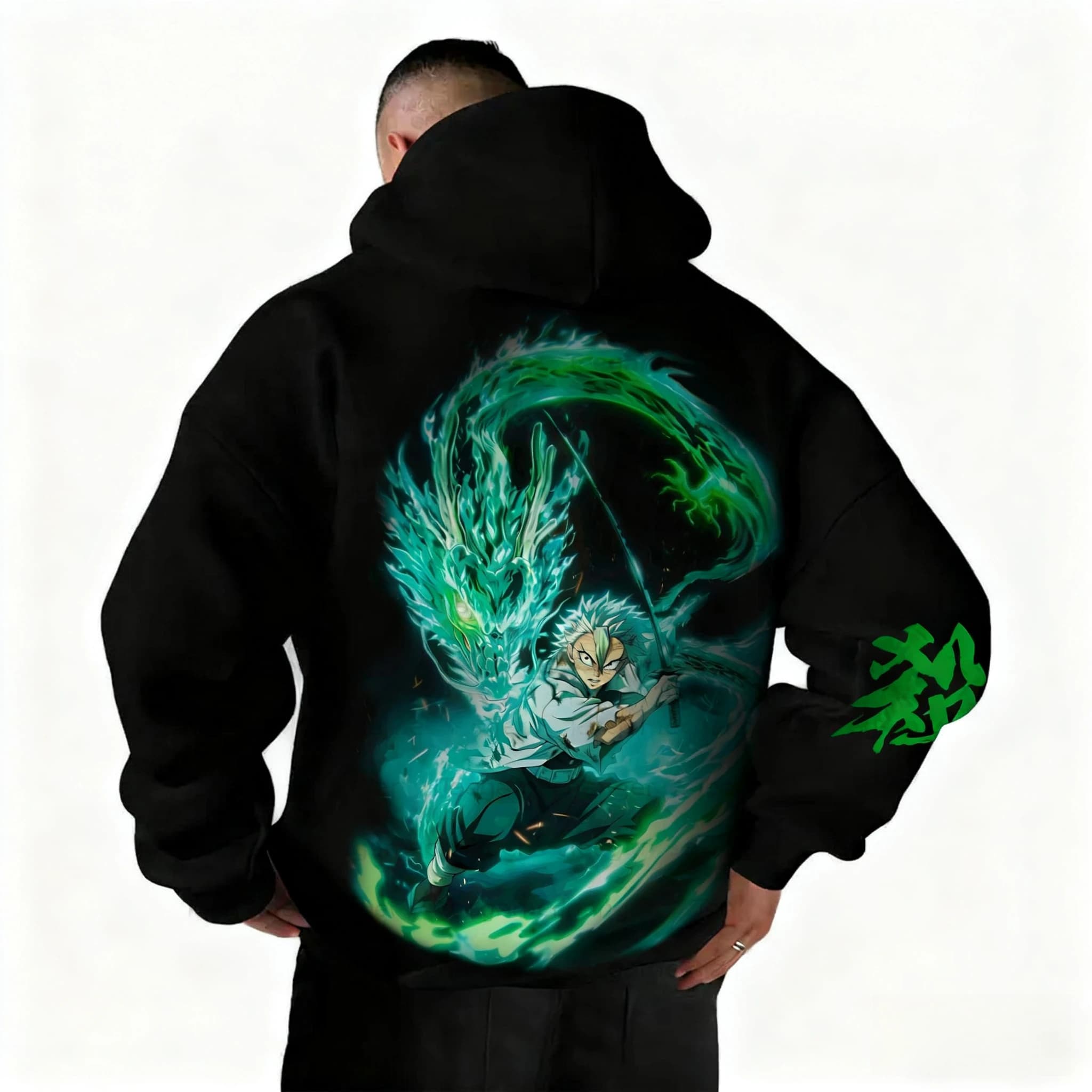 Demon Slayer Anime Large Hoodie Autumn/Winter New Shinazugawa Sanemi Printed Harajuku Casual Loose Parent Child Sweater Top