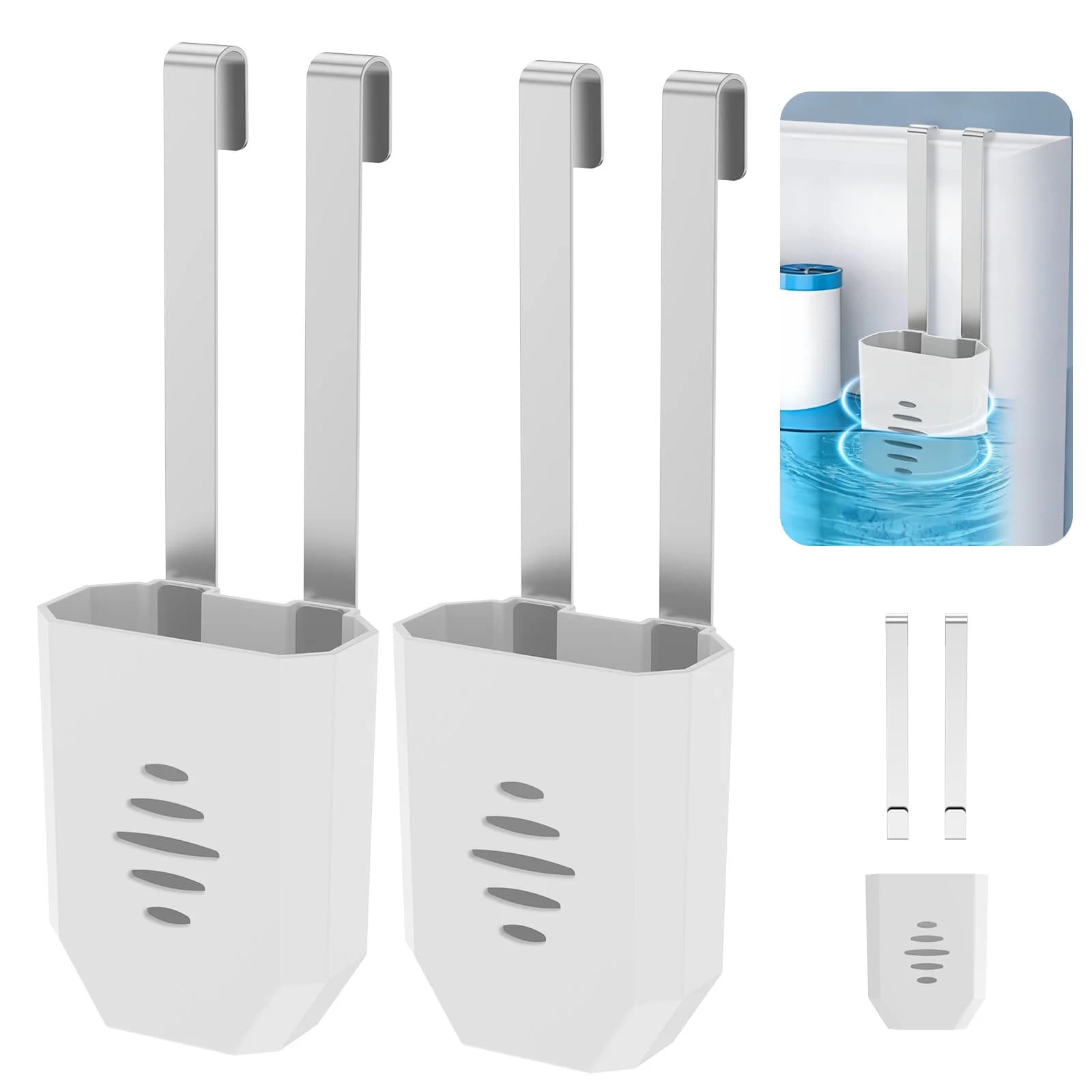 2Pcs Toilet Tank Cleaning Tablet Holder Hanging Toilet Tank Bleach Tablet Bracket Tank Caddy Bathroom Cleaning Accessories