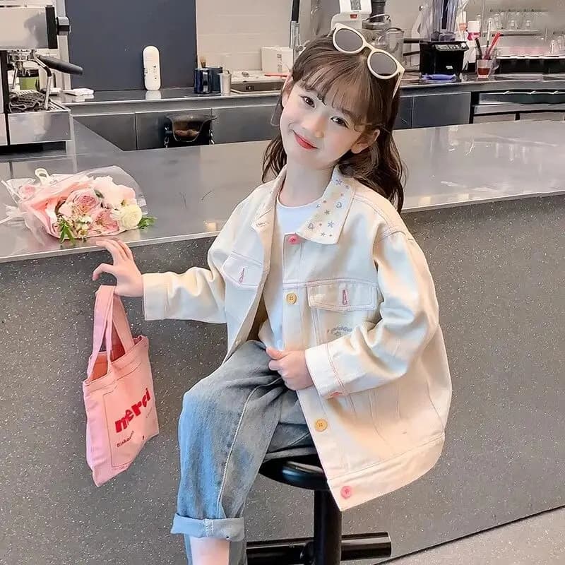 Giacca in Denim per Ragazze, Moda Primavera-Autunno, Giacca Casual con Colletto per Bambini 110-160cm
