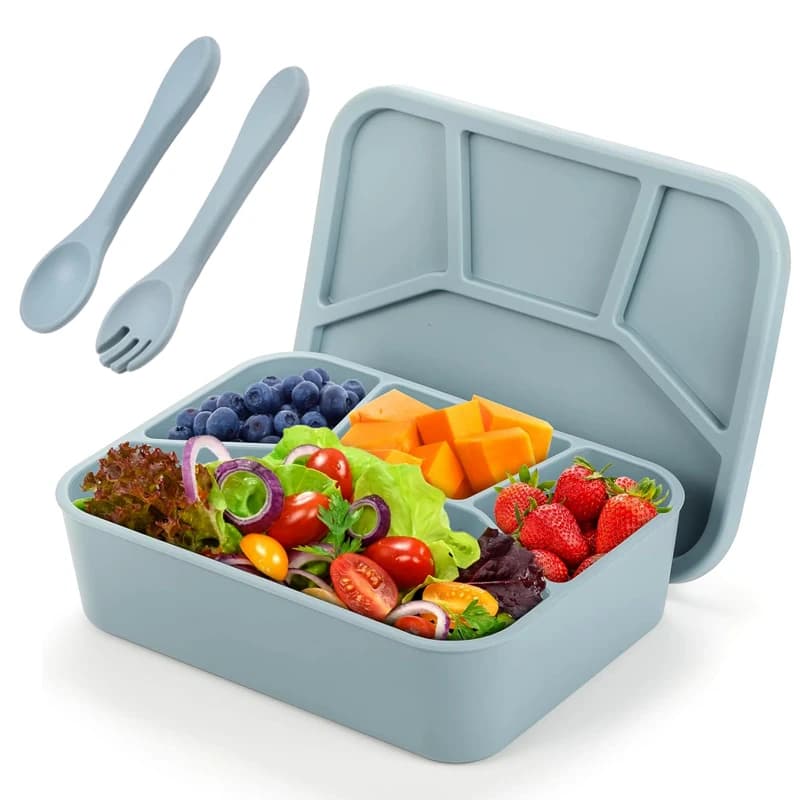 Lunch Box in Silicone con coperchio, forchetta e cucchiaio contenitori per alimenti contenitori riutilizzabili per la conservazione della freschezza Snack alla frutta Bento Box Picnic Case