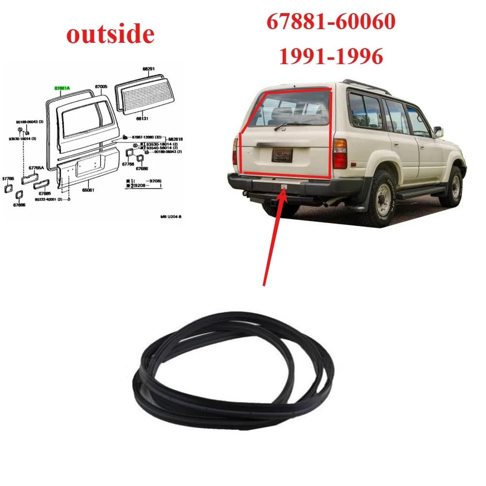 Guarnizione in Gomma per Portellone Posteriore Toyota Land Cruiser LC90 1991-1996 67881-60070, Sigillante per Porta Posteriore per KZJ9 LJ9 RZJ9 VZJ95