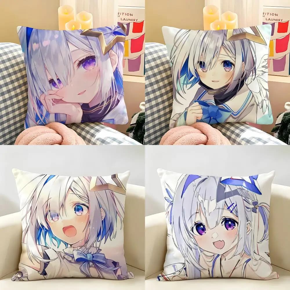 Amane KanataS Cute Cushion Cover Natural Linen Organic Fabric Double-Sided Printing Room Sofa Decor Pillow Case
