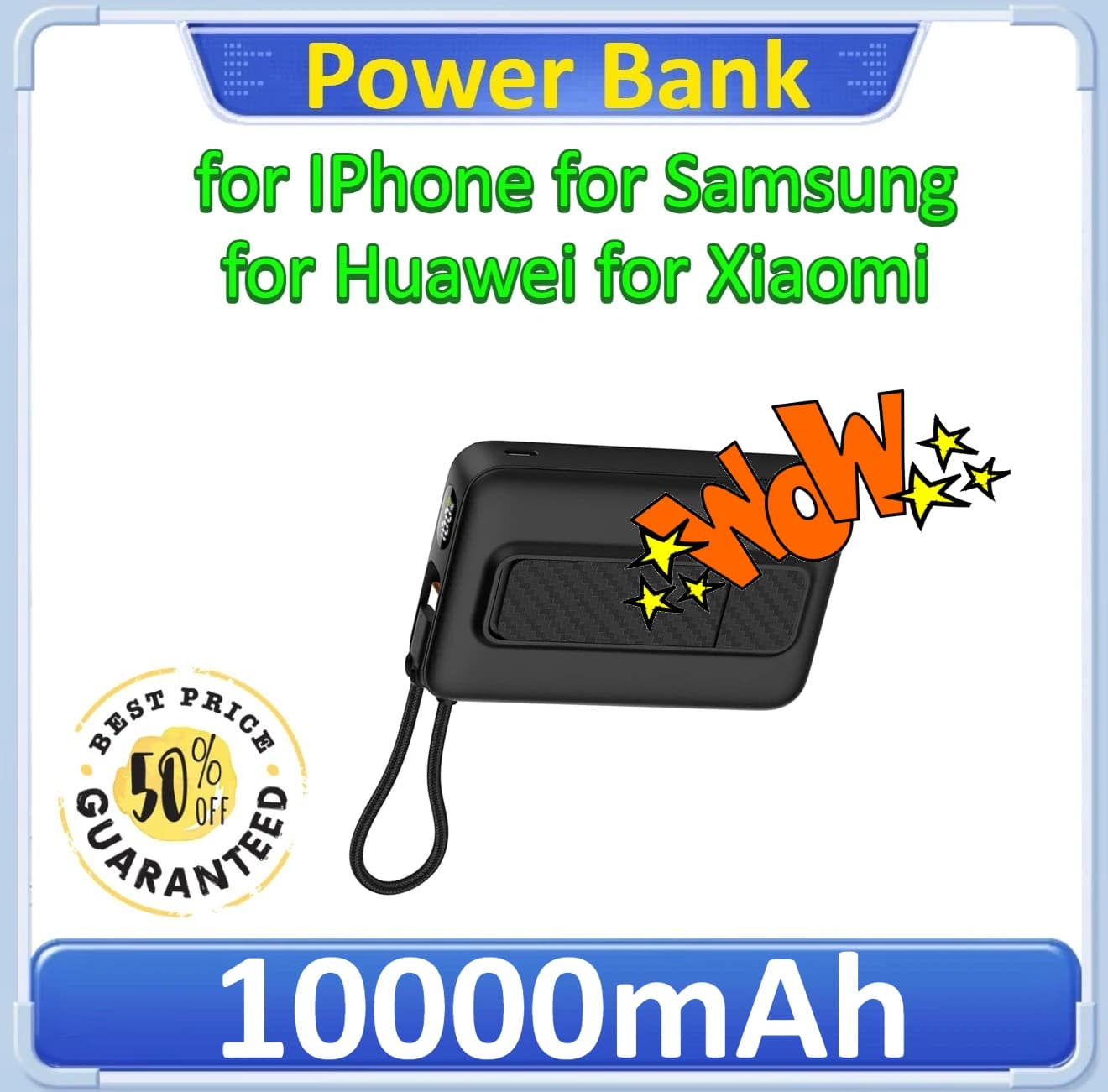 Magnetic Powerbank With Type C Cable 22.5W Fast Charging LED Display Power Bank For Apple and Android 10000mAh