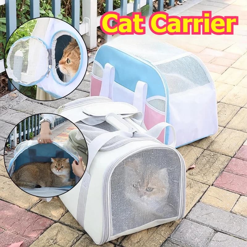 Breathable Large Capacity Cat Carrier Shoulder Bag Portable Padded Crossbody Slings Comfortable Pet Travel Crate with Side Open