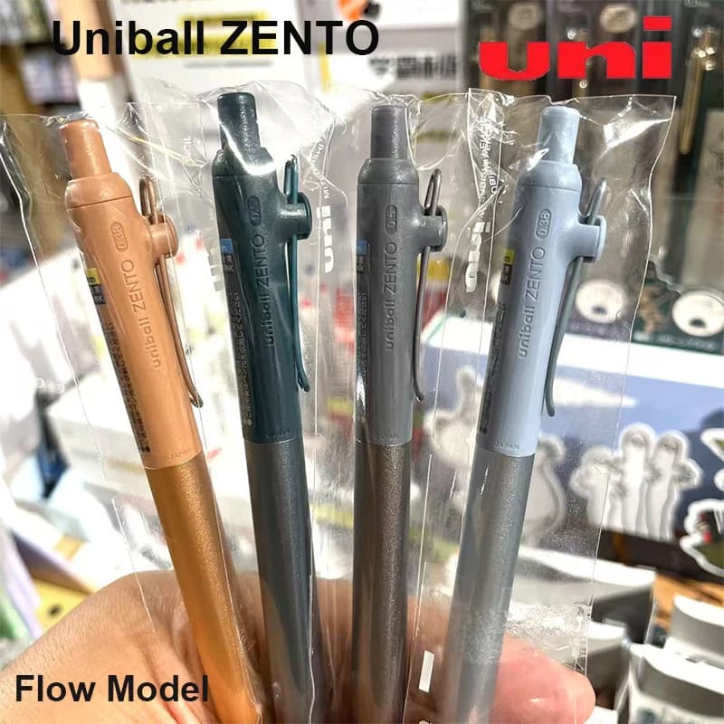 Uni ZENTO Flow Gel Pen Limited Impugnatura in alluminio anodizzato 0,38/0,5 mm Penne roller nere a base d'acqua Cancelleria giapponese ultra liscia