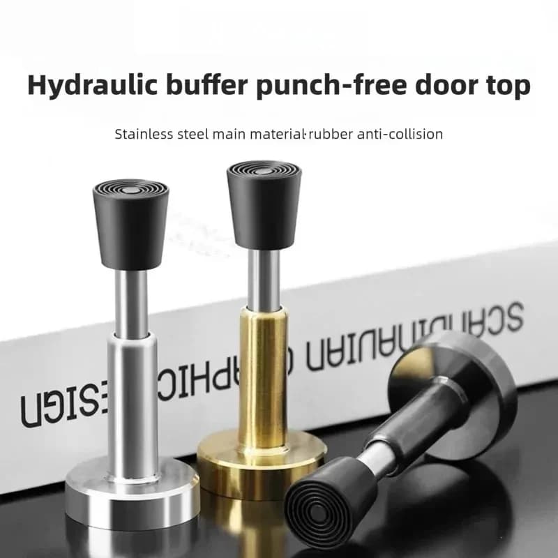 Hydraulic Silent Door Stopper, No-Drill Anti-Collision Door Holder, Shockproof Door Stop for Entry & Glass Doors