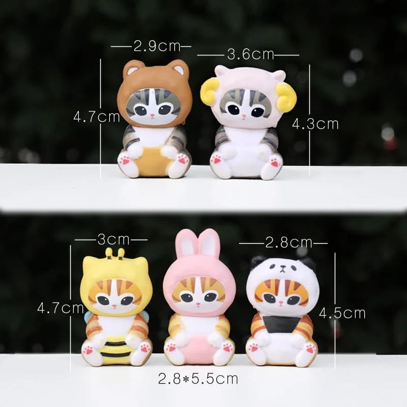 Set di Action Figure Mofusand, Bambole con Copricapo Animale, Modellini in PVC Carini, Decorazione da Scrivania, Magnete per Frigorifero, Regalo di Compleanno
