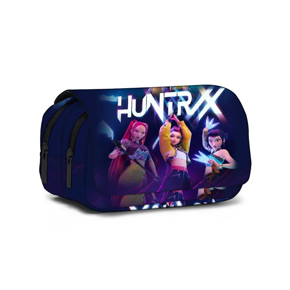 School Pen Bag Student Pencil Case Large Cloth Bag KPop Demon Hunters For Girl Office Cartoon Demon Pencil Box Pen Holder Case