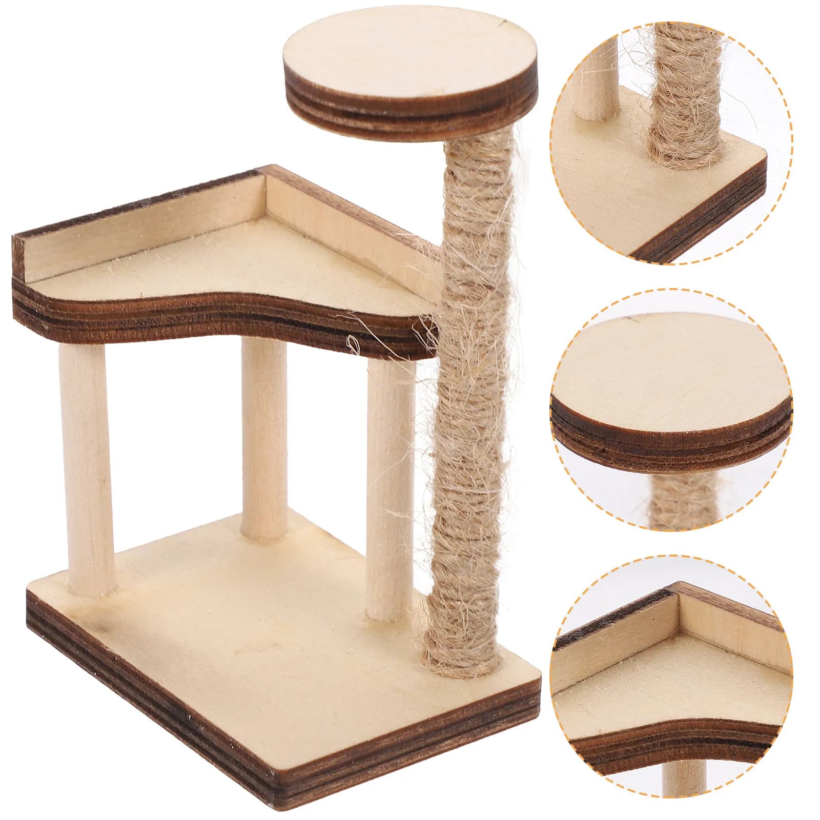 Mini Casa in Legno per Gatti, Decorazione Realistica per Albero da Arrampicata, Accessorio per Casa delle Bambole, Ornamento in Miniatura