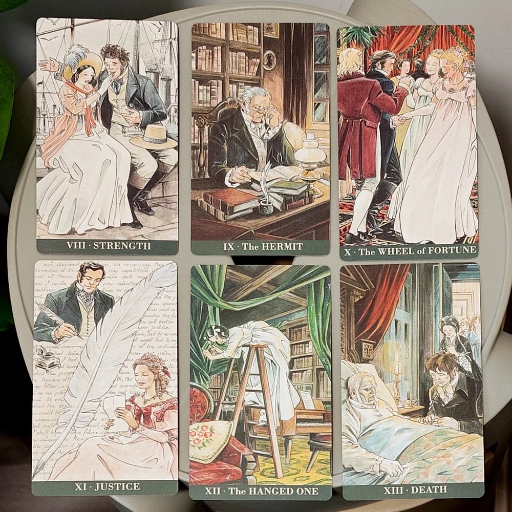 Tarocchi Jane Austen 12*7cm in Scatola Rigida - Mazzo di Divinazione per Amanti della Letteratura, Tema Regency Romance, 78 Carte