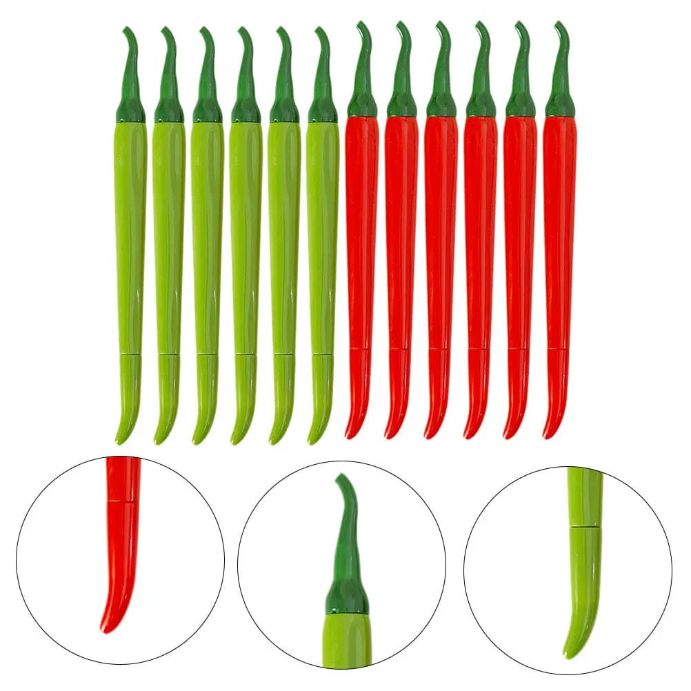 Set di 12 Penne Gel a Inchiostro Neutro 0,5mm a Forma di Peperoncino, Punta Fine, per Studenti, Diari, Cancelleria Scolastica, Forniture per Scrittura, Confezione Convenienza