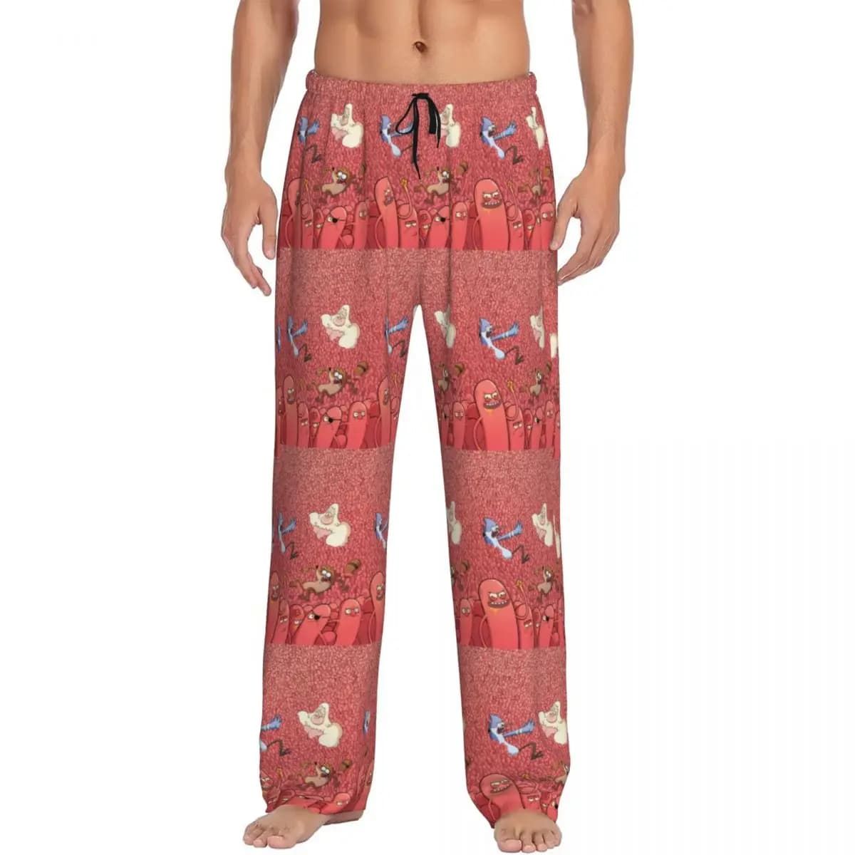 Custom Men R-Regular Show Pajama Pants Print Cute Anime Sleep Sleepwear Bottoms with Pockets