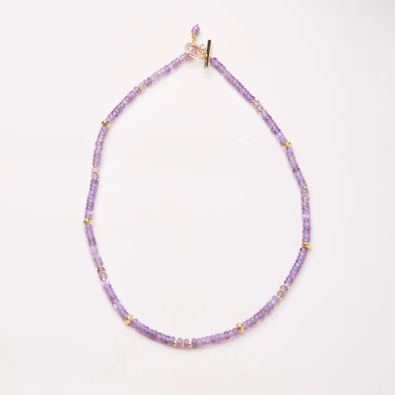 Natural Amethyst Necklace for Women Nine Purple Li Fire Luck OT Clasp Elegant Crystal Choker Necklace Gifts